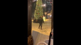 City cloaked in crystal: People dance through diamond dust on the street