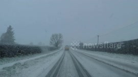 Driving Through Snow Today - Windscreen View