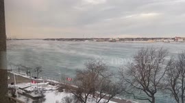 Canada: Steam Floats Across Surface Of St. Clair River In Ontario Amid Frigid Weather