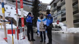 Man draped in Israel flag stopped by police at World Economic Forum in Davos
