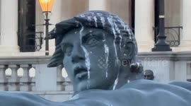 Fountains freeze  in London’s Trafalgar Square as temperatures plunge
