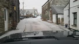 Snow in Cornwall now. Driving through north Cornwall the snow dumps on us