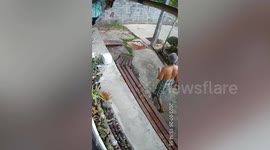 Strong winds blow away iron sheets during storm