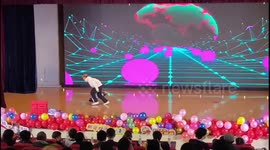 Students fall over while performing skateboard show for university welcoming