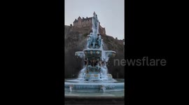 Fountain in Edinburgh freezes as cold snap continues in UK