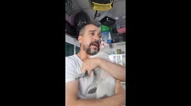 Cat singing along to the owner's song