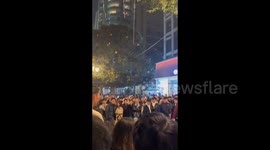 Crowd Bands Together to Retrieve Balloon Hanging From Tree in Chongqing, China