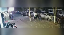 Powerful shockwave knocks down several pedestrians, including child