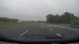 Mowing Tractor Drops Light Pole Across Highway Lanes
