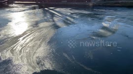 Frozen Regent’s Canal in London as sub-zero temperatures continue in UK