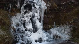 UK weather: Waterfall freezes in South Wales after cold weather this week.