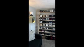 Dog Pulls Down Shelf Full of Shoes