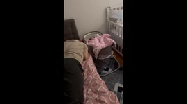 Tired Father Puts Himself To Sleep
