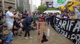 People protest against fare hikes for subway and trains in Sao Paulo, Brazil