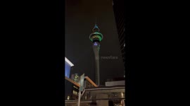 A glimpse of the New Year fireworks at Auckland city sky tower for 2024