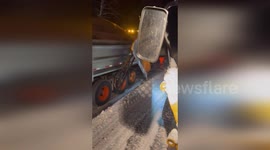 Night Snow Clearing in Cottonwood Canyons in Utah, USA