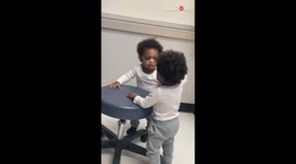 Twins take sibling rivalry to a whole new level as they fight over stool in doctor's office