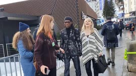 Legendary guitarist Nile Rogers is questioned why he is at the 2024 WEF conference in Davos