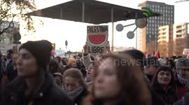 Demonstration in support of Palestine in Barcelona. 60,000 people in Barcelona, Catalonia showed their support for the people of Palestine.