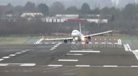 Commercial Airliners rocked from side-to-side in extreme 50mph Storm Isha crosswinds at Birmingham’s BHX Airport