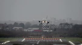 Abort! Brussels flight aborts landing at last second in extreme 60mph Storm Isha crosswinds at Birmingham’s BHX Airport
