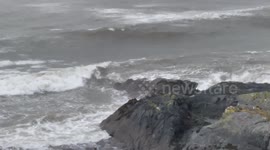 Waves getting stronger on Loch Long in Argyll Scotland as the storm gets closer