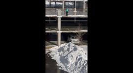 Daring snow jump: Man takes winter fun to new heights