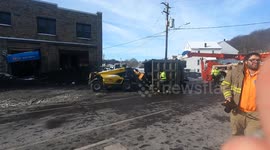 Tri-axle Rollover vs Mini van and Building, Atlas, Northumberland County, Pennsylvania
