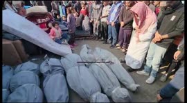 The bodies of martyrs arrive from the vicinity of the College of Industry in Khan Yunis