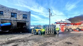 Tri-axle Rollover vs Mini van vs Building, Atlas, Northumberland County, Pennsylvania
