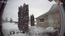 FedEx delivery person slips and falls after horridly delivering parcel