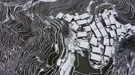 Jiapang Terraces Snow Scenery in Congjiang, China