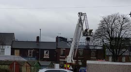Fire at a paper factory, spreads to two derelict houses. Chatsworth Road, Chesterfield, Derbyshire