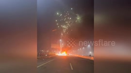 Car loaded with fireworks explodes into light show mid motorway