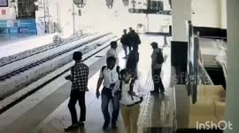 Security guard saves little boy's life when he falls on train tracks