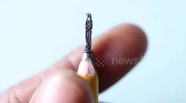 World record holder crafts sculpture of Hindu god smaller than their fingernail