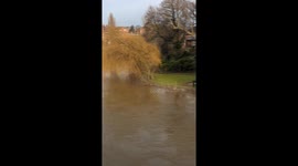 River Severn dramatically bursts her banks in Shrewsbury after storm