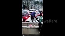 Snow-triggered multi-car pile-up leaves dozens injured on Chinese expressway
