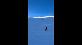 Skiing Beginner Slides Straight Into Camera