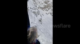 Thrilling avalanche unfolds: Sottocavi run at Monte Bianco Skyway, Courmayeur, Italy