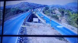 Truck crashes off overpass in fatal collision captured on CCTV in south India