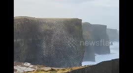 Stunning 'seafoam snowglobe' whipped up by rough seas and strong winds in Ireland