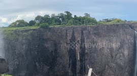 From Zimbabwe looking at Victoria Falls towards Zambia