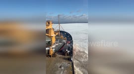 Coast Guard Cutter Breaks Ice in Duluth-Superior Harbor, USA