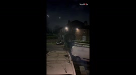 Powerful winds of Storm Isha causes a trampoline to fly and get stuck in a tree