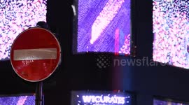 Please don't go down this road, Red Sign on Oxford Street, London, United Kingdom