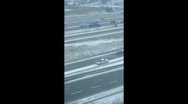 Truck Reverses Down Highway