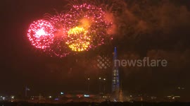 Fireworks in honour of 80th anniversary of release of the Leningrad's blockade in St Petersburg, Russia