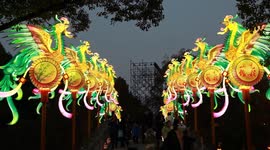 Tourists Visit Shangyuan Lanterns Light Show in Nanjing, China