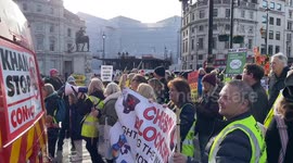 Anti ULEZ Protest marches down Londons Whitehall Saturday 27th January 2024